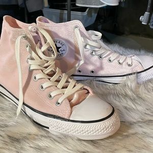 Pink Velvet High Top Converse